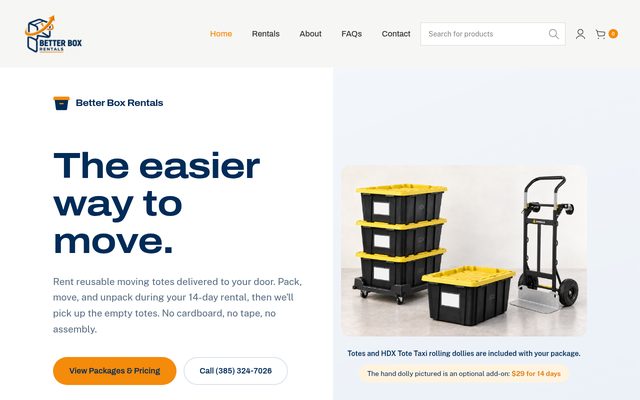 Better Box Rentals website