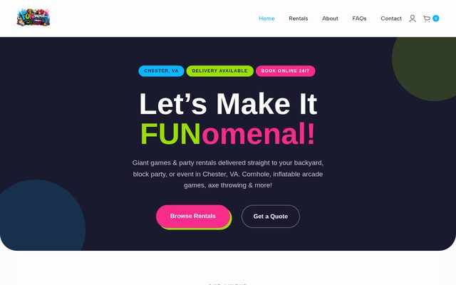 FUNomenal Party Rentals website