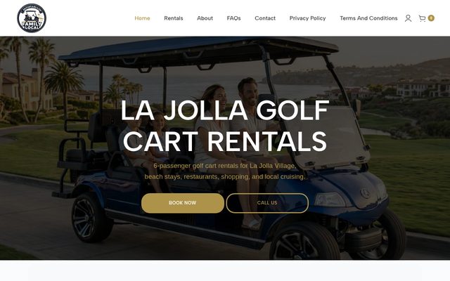 La Jolla Golf Cart Rentals website