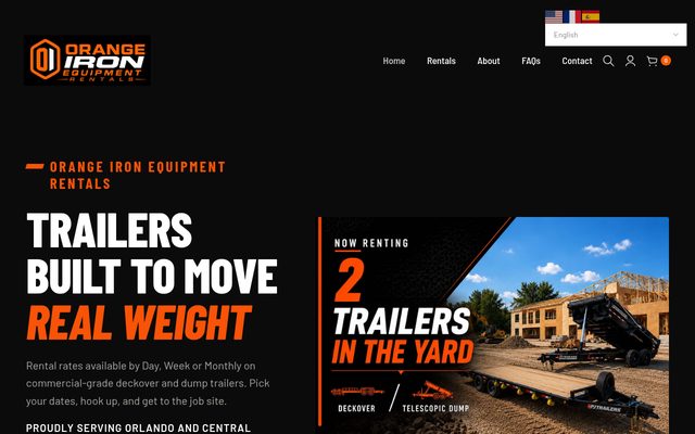 Orange Iron Equipment Rentals website