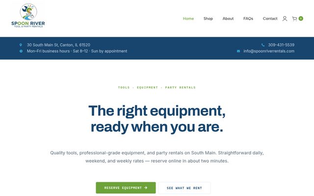 Spoon River Tool & Party Rentals website