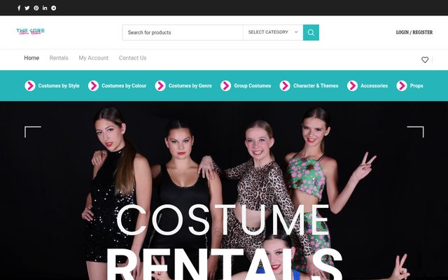 The Kore Costume Rentals website