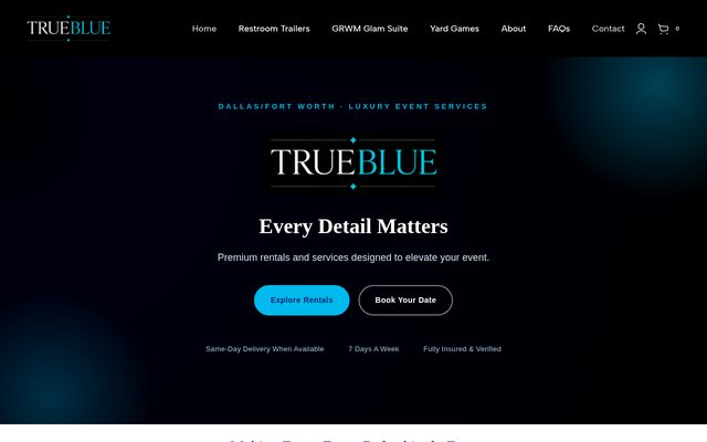 TrueBlue Luxury Events website