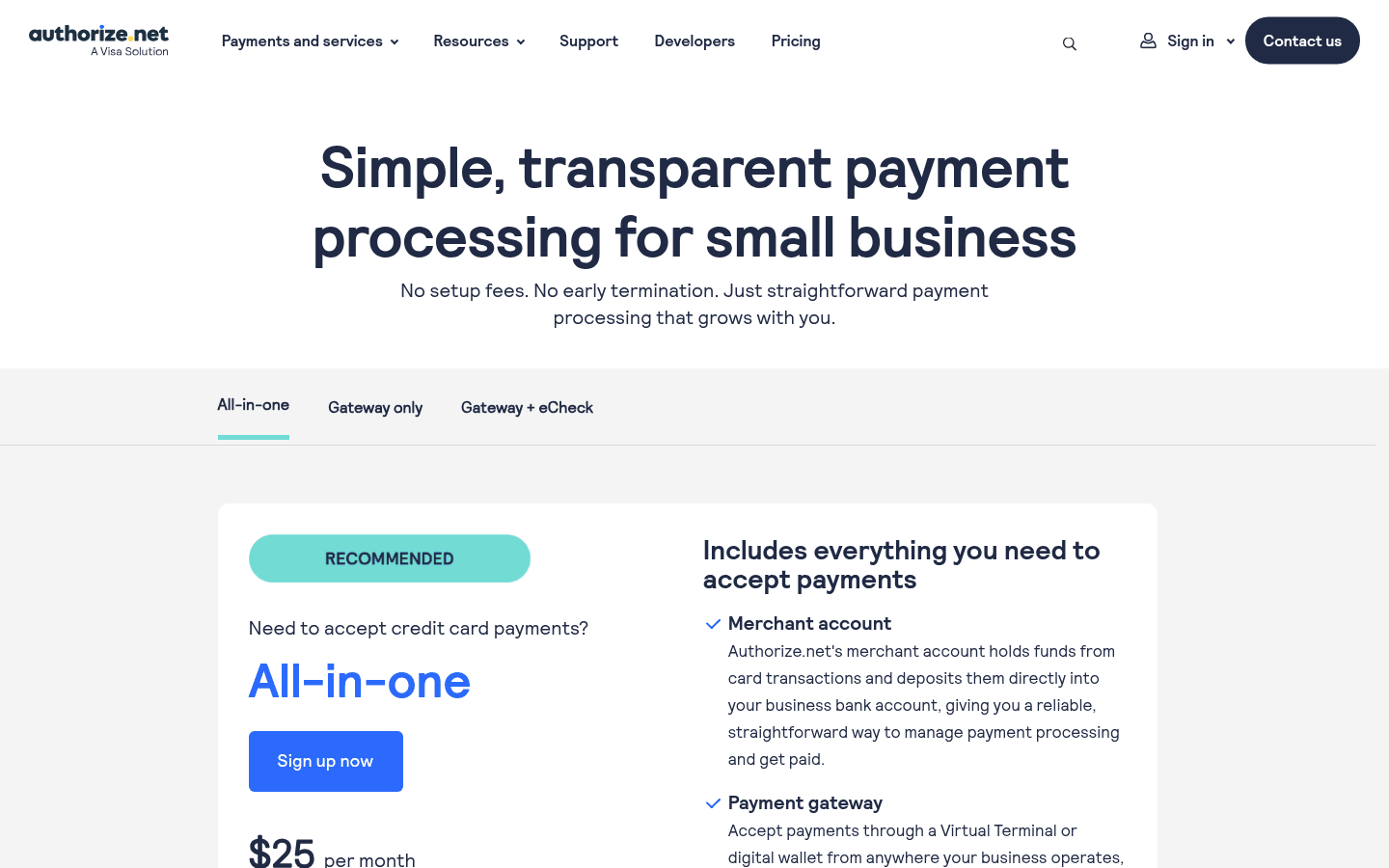 Sign up with Authorize.net