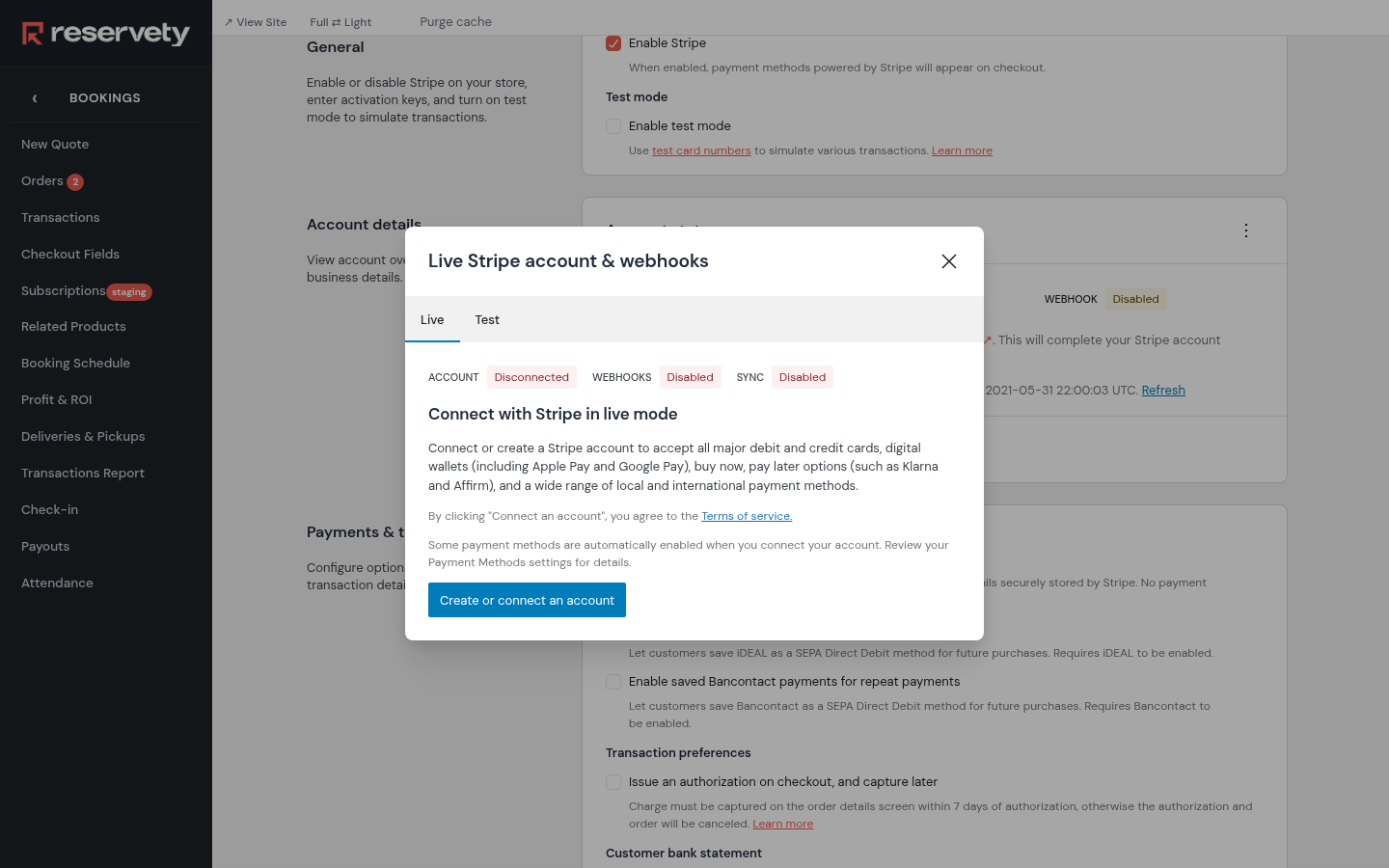 Connect your live account