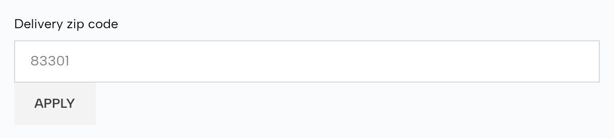The delivery ZIP code box with 83301 entered: Sorry, we do not deliver to 83301.