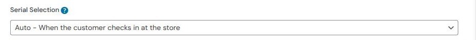 Serial Selection dropdown on the golf cart product set to Auto - When the customer checks in at the store