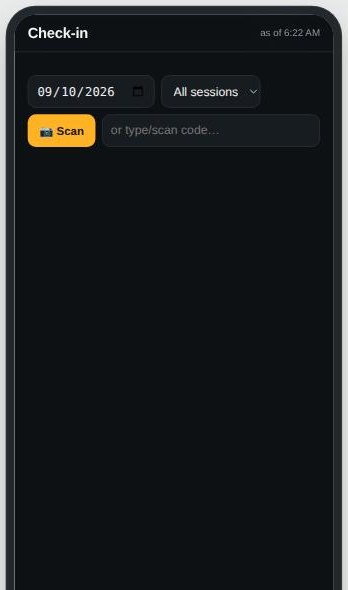 Ticket check-in scanner screen