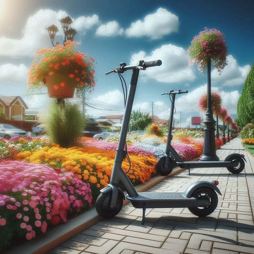 scooter parked on the sidewalk