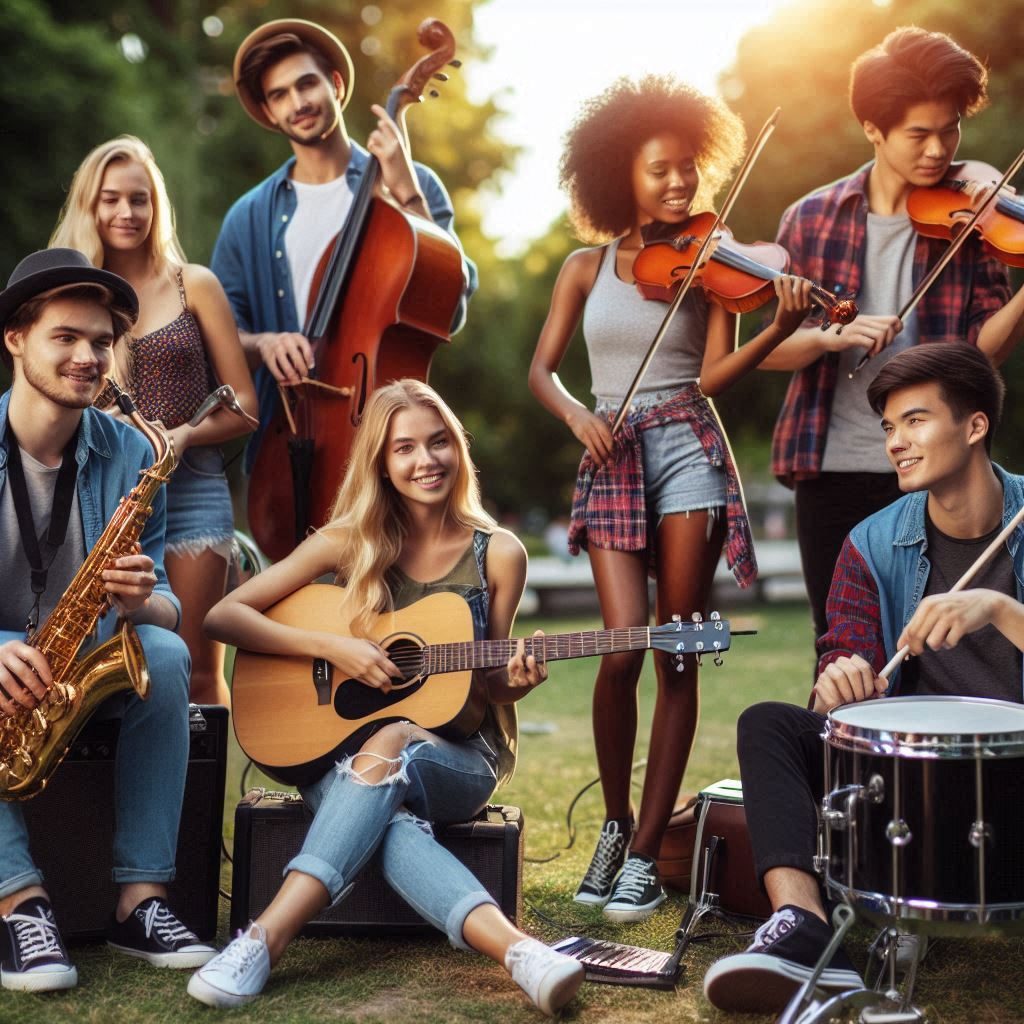 A group of people playing music