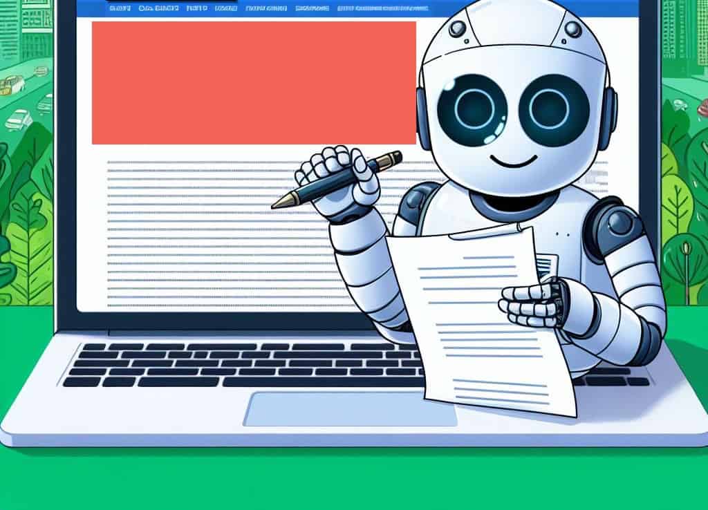 a robot holding a pen and paper on a computer screen
