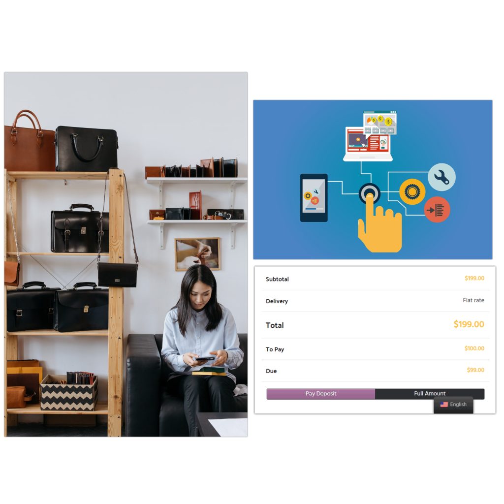Deposit and partial payment system for purse rentals