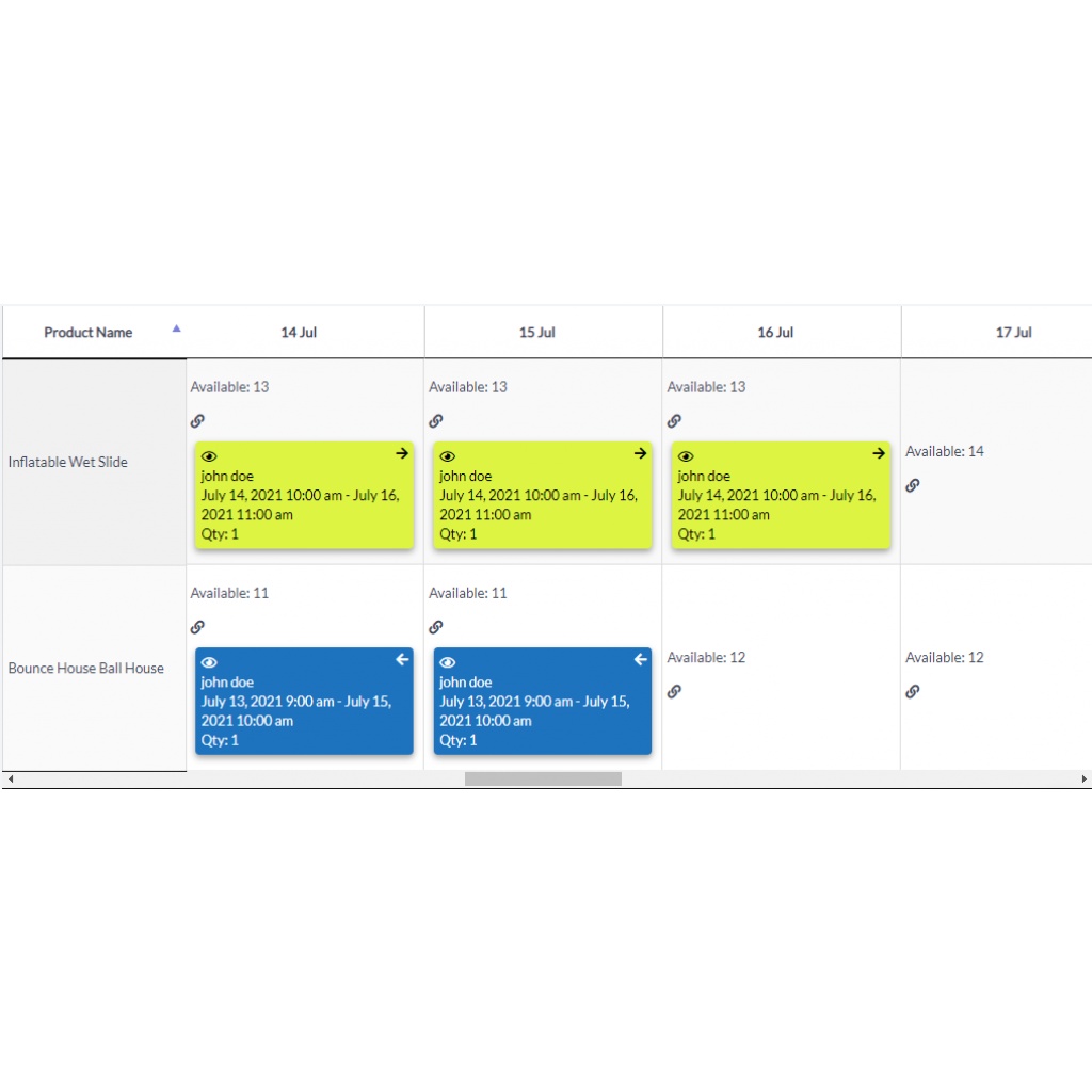 Inventory Calendar with Booking-