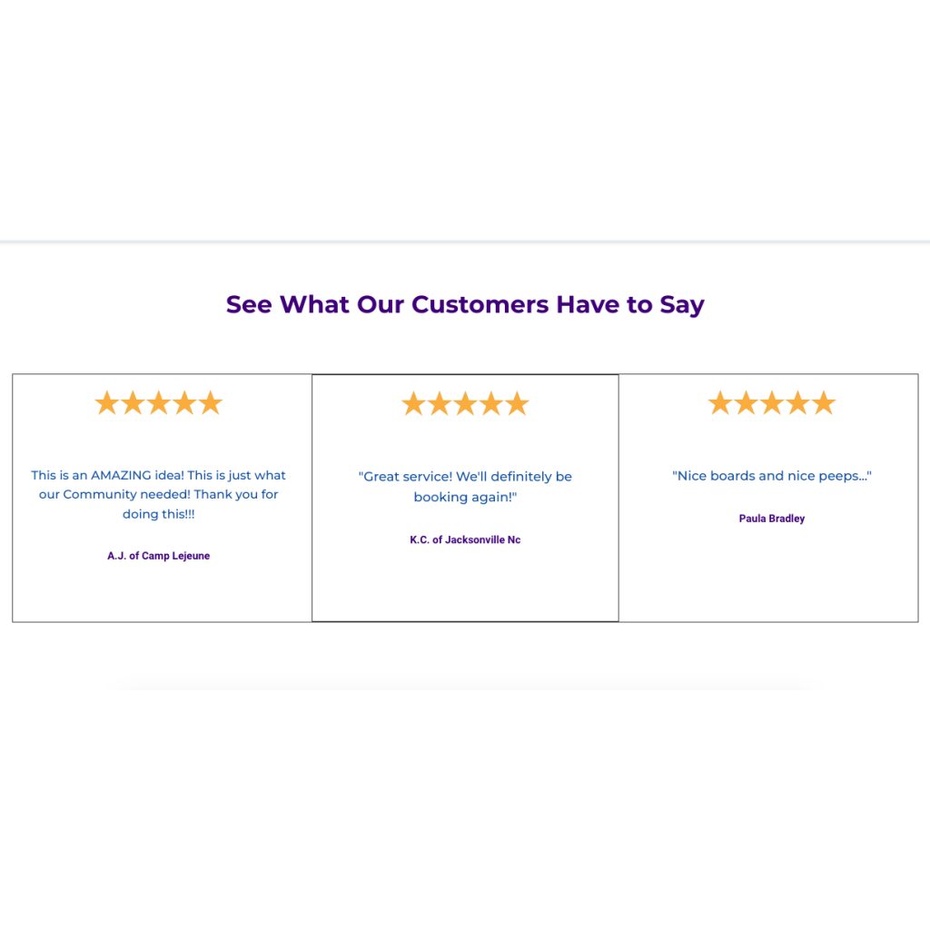 Review System for Surfing gear rentals
