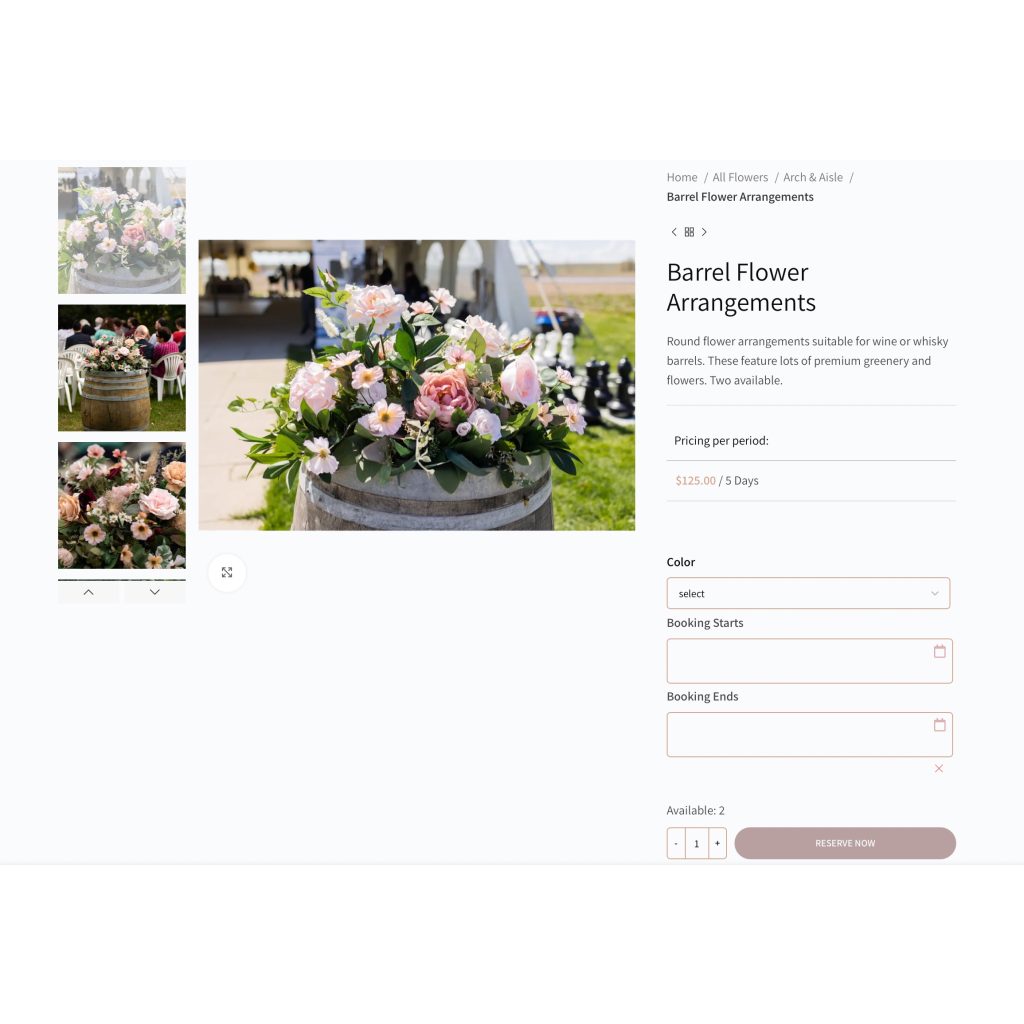 Booking system for decor rentals