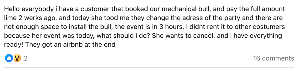A post about last minute cancellations