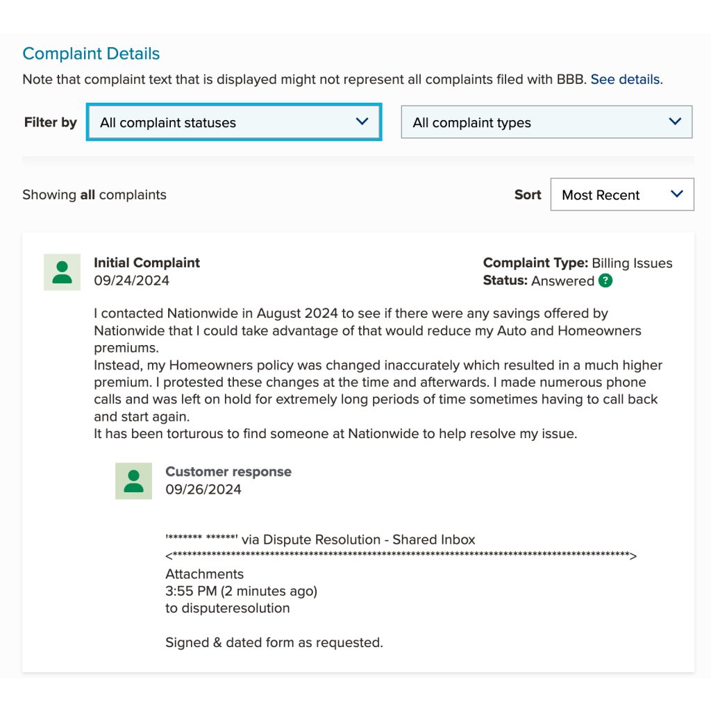 complaints example