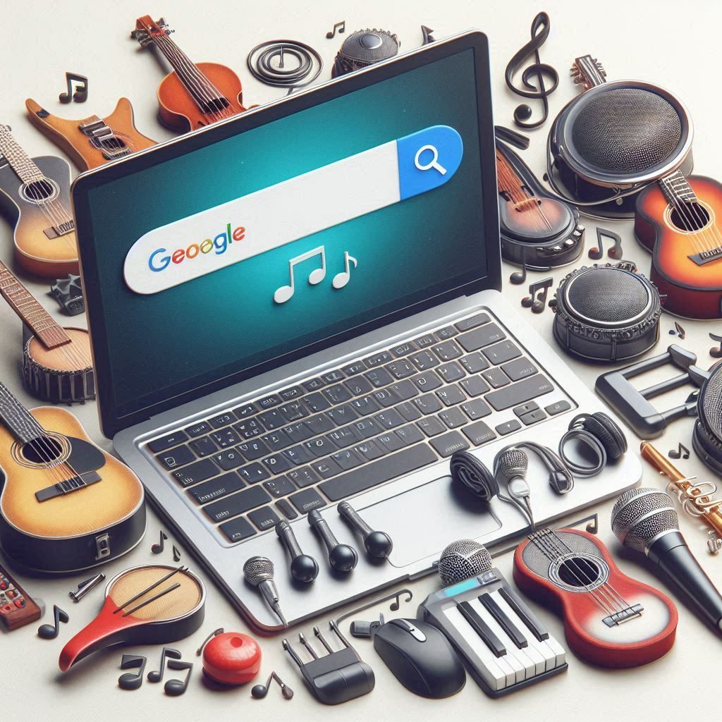 Laptop, search engine, and musical instruments