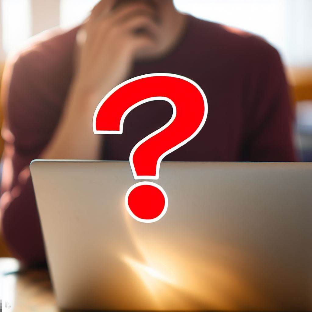 A person with a question mark and a computer
