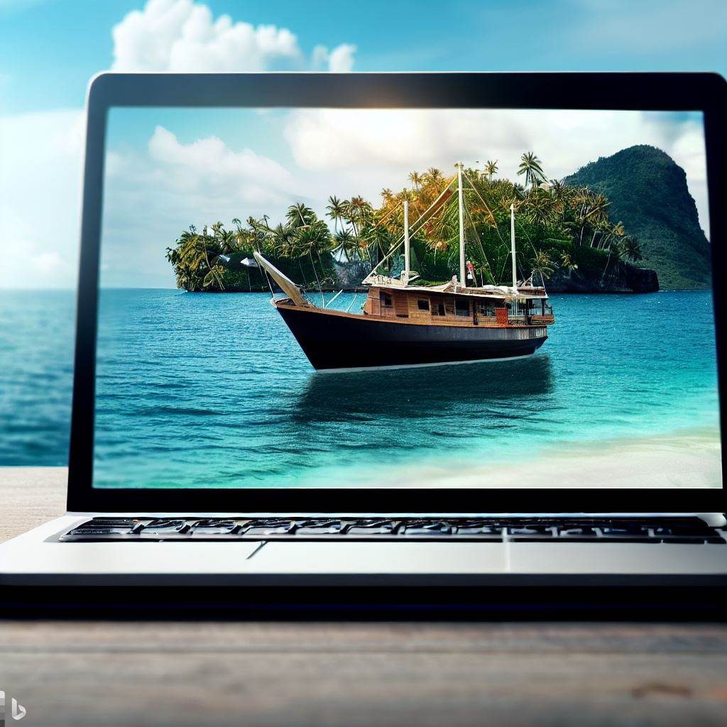 a laptop displaying a boat video